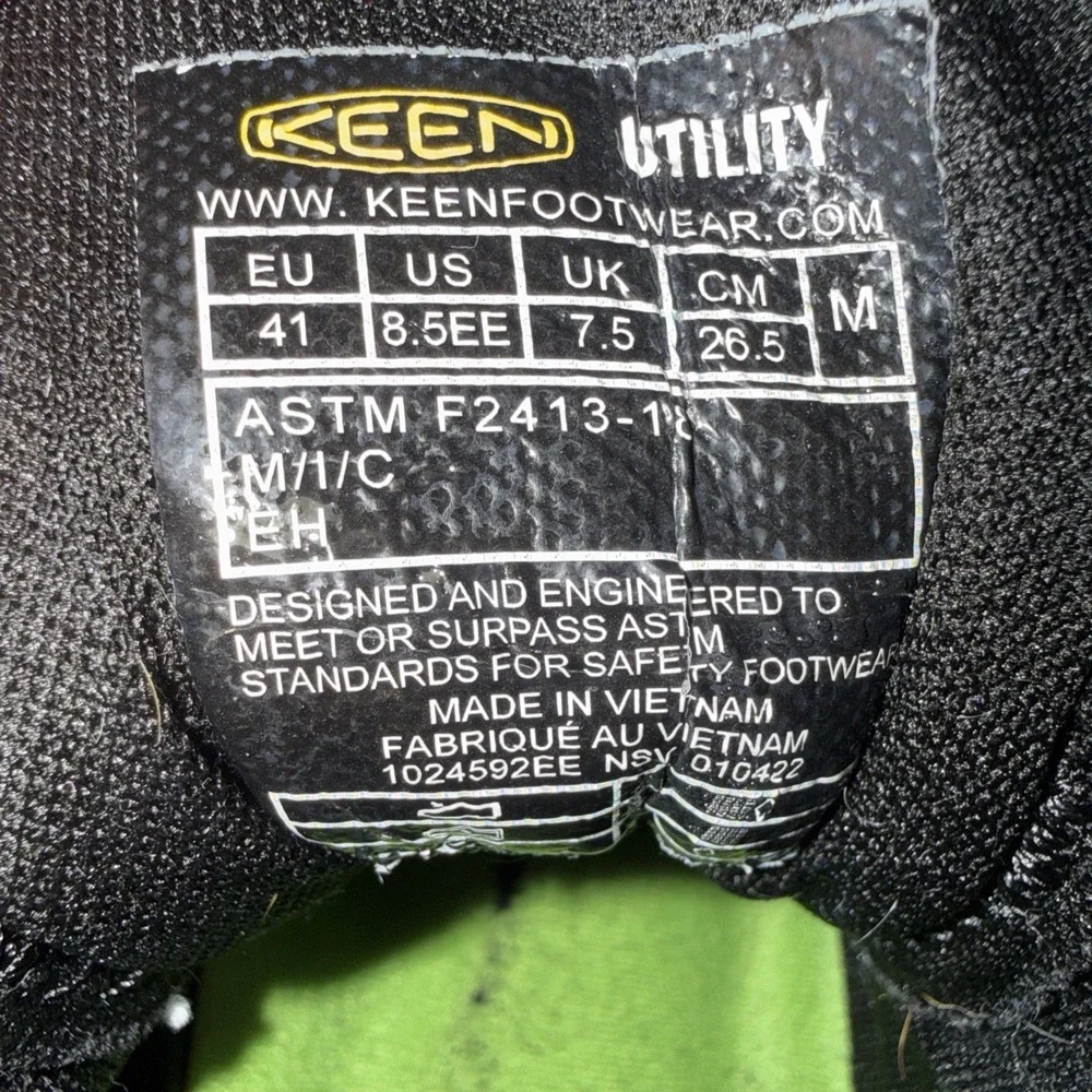 KEEN Utility Men's Vista Energy Mid Work Boots Safety Carbon Toe Shoes Sz 8.5 EE